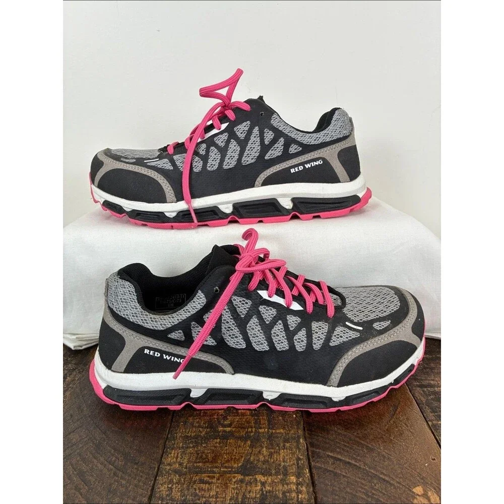 Red Wing Aluminum Toe Sneakers Women's Black Gray 7.5D Wide Warehouse Work Shoes